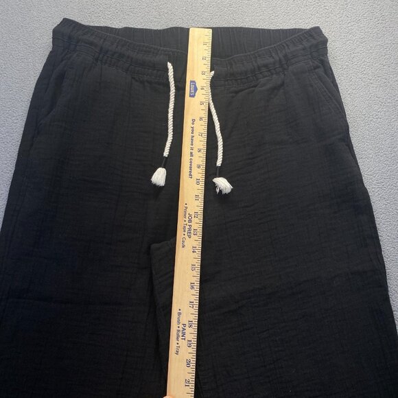 Old Navy Wide Leg Women’s Pants Size Large Black Stretch Pockets,Drawstring - Picture 5 of 8